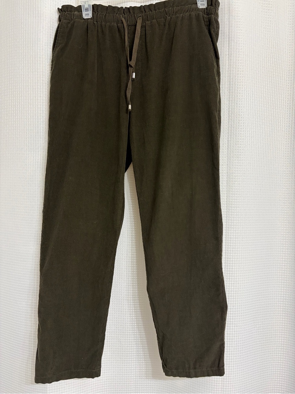 Olive Drawstring Corduroy Pants